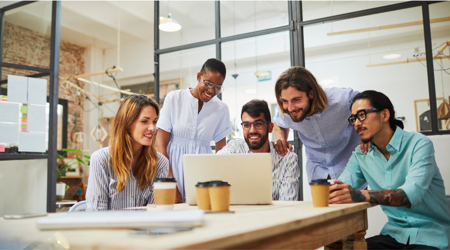 Young team meeting coffee